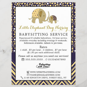 Blue Boho Elephant, Babyvvakt, Daycare, Nursery Reklamblad
