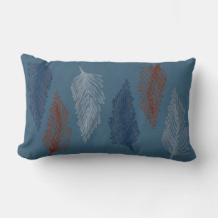 Blue Boho Feather Lumbarkudde