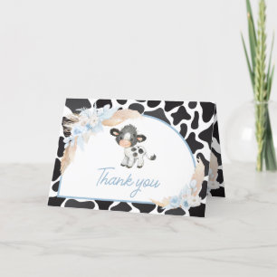 Blue Boho Highland Cow Baby Shower Tack Kort