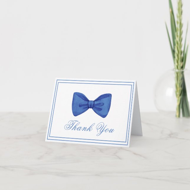 Blue Boho minimalist Bow Ram Baby Shower Tack Kort (Framsida)