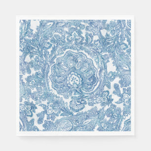 Blue Boho Paisley Mönster Pappersservett