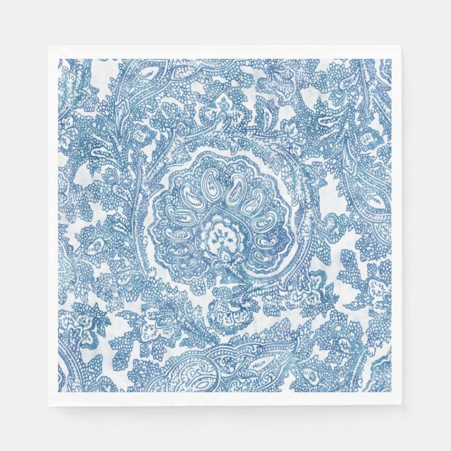 Blue Boho Paisley Mönster Pappersservett (Framsidan)
