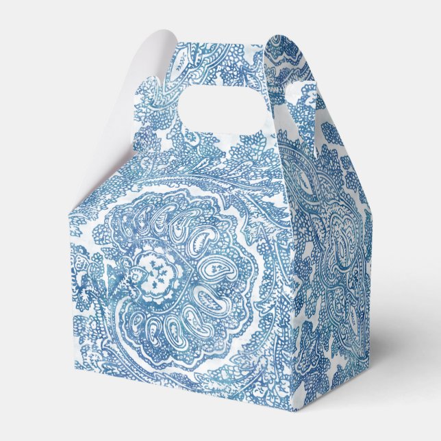 Blue Boho Paisley Mönster Presentaskar (Baksidan Sidan)