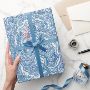 Blue Boho Paisley Mönster Presentpapper