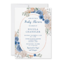 Blue Boho Pampas Grass Baby Shower