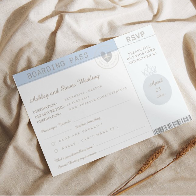 Blue Boho Passport OSA Bröllop Inbjudningar (Skapare uppladdad)