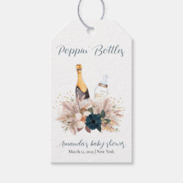 Blue Boho Poppin Champagne Flaskor Baby Shower Presentetikett