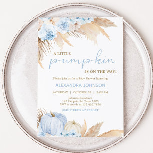 Blue Boho Pumpkin Baby Shower Inbjudningar