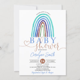 Blue Boho Rainbow Baby Shower-inbjudan Inbjudningar