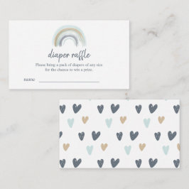 Blue Boho Rainbow Diaper Raffle Biljett Tilläggskort