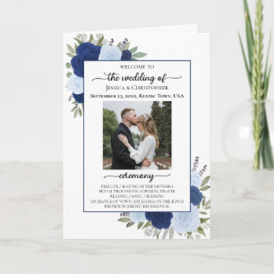 Blue Boho Ro Ceremony & Reception Bröllop Program