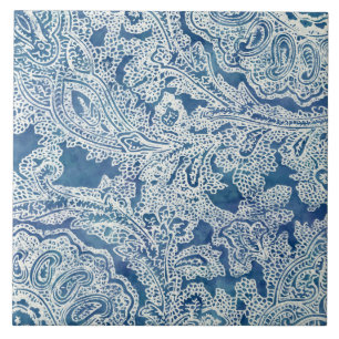 Blue Boho Snöre Paisley Mönster Kakelplatta