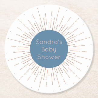 Blue Boho Sol Underlägg Papper Rund