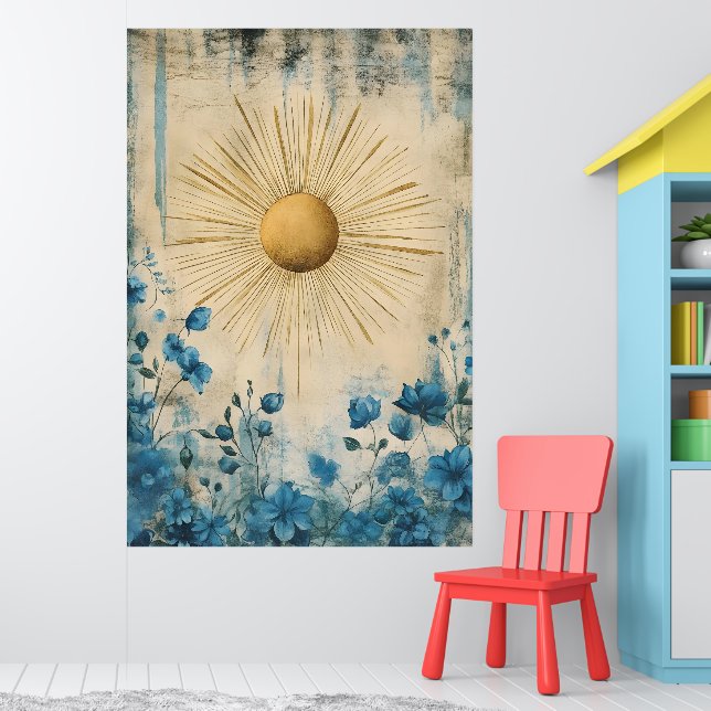 Blue Boho Sunshine" (or sometimes "Boho Sun Blue") Poster (Barnkammare 1)
