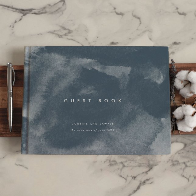 Blue Boho Watercolor Bröllop Gästböcker (Blue Boho Watercolor Wedding Guest Book)