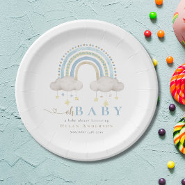 Blue Boho Watercolor Rainbow Boy Shower