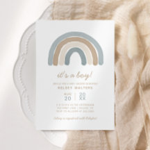 Blue Boho Watercolor Rainbow Boy Shower