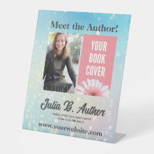 Blue Bokeh Author Bok Signing eller Bok Launch