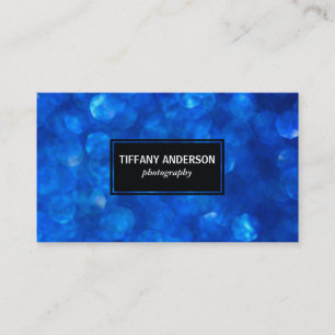 Blue Bokeh Black Panel Visitkort