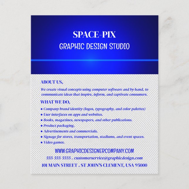 Blue Bokeh Guilloché Design, Graphic Designer Flygblad (Framsidan)