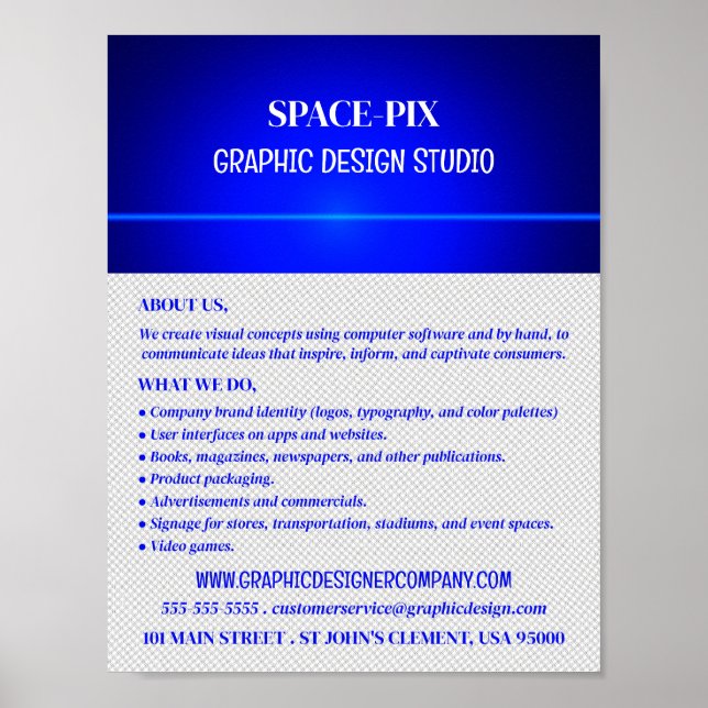 Blue Bokeh Guilloché Design, Graphic Designer Poster (Framsidan)