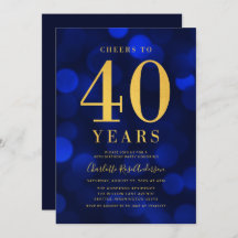 Blue Bokeh Guld Cheers till 40 års Födelsedagsfest