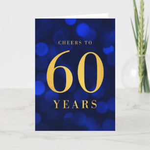 Blue Bokeh Guld Cheers till 60 års födelsedag Kort