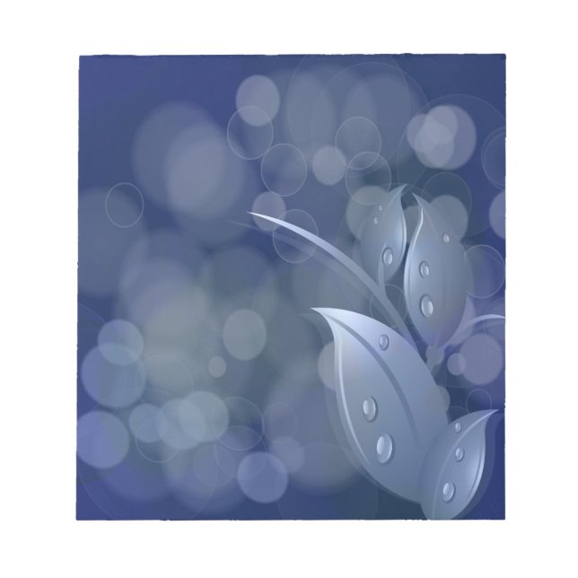 Blue Bokeh Lövs Anteckningsblock (Framsida)