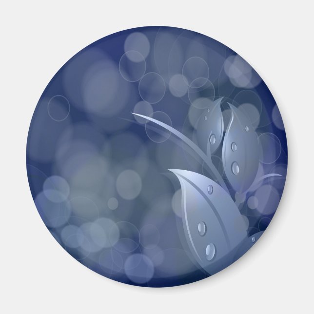 Blue Bokeh Lövs Magnet (Framsidan)