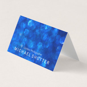 Blue Bokeh White Panel Visitkort