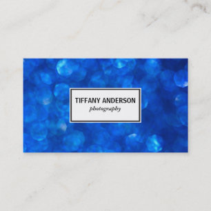 Blue Bokeh White Panel Visitkort