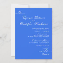 Blue Bold Elegant Chic Calligraphy Wedding Inbjudningar