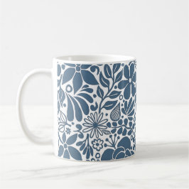 Blue Bold Wild Flowers & Leaves Garden Kaffemugg