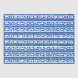 Blue Bone Inlay Floral Border Decoupage Paper