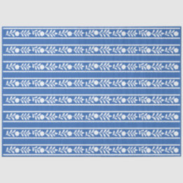 Blue Bone Inlay Floral Border Decoupage Paper