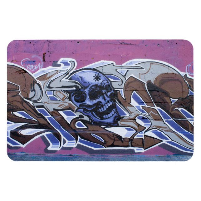 Blue Bonehead Graffiti Magnet (Horisontell)