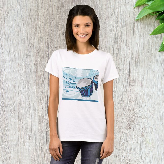 Blue Bongo Drum Music T Shirt (Skapare uppladdad)