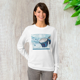 Blue Bongo Drum Music Womens Long-Sleeve T Shirt