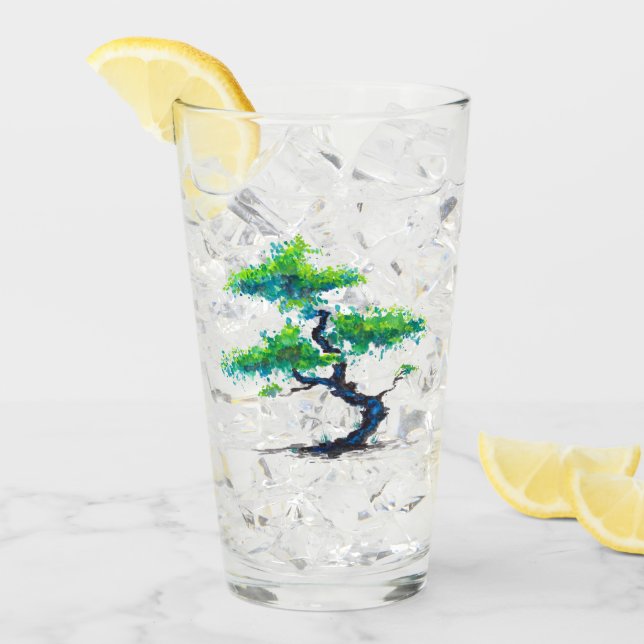 Blue Bonsai Watercolor Glaskopp (Framsida Ice)