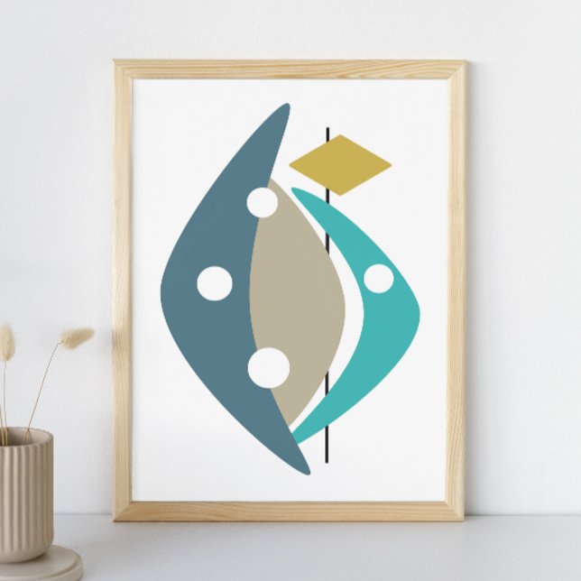 Blue Boomerangs Mid Century Modern Poster (Skapare uppladdad)