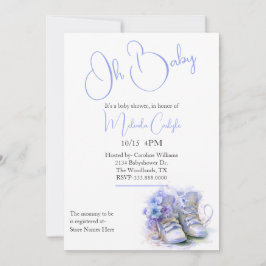 Blue Bootys Boy Baby Shower Inbjudningar