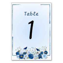 Blue Botanical Elegance Bröllop Bordsnummer