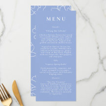 Blue Botanical Modern Bröllop Menu