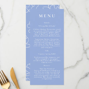 Blue Botanical Modern Bröllop Menu Meny