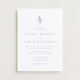 Blue Botanical Motif Wedding Invitation Meddelande