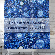 Blue Botanical Shibori Ord Shower Curtain