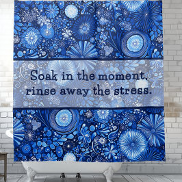 Blue Botanical Shibori Ord Shower Curtain