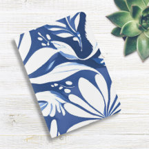 Blue Botanical Watercolor Floral White Pattern
