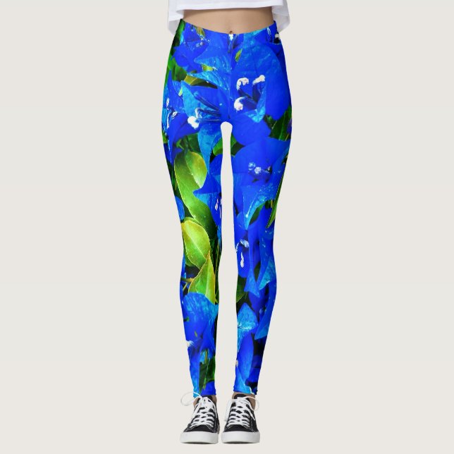 Blue Bougainvillea Leggings (Framsida)