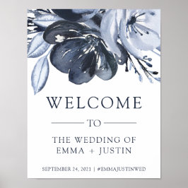 Blue Bouquet | Välkomsthälsning för vattenfärgen B Poster